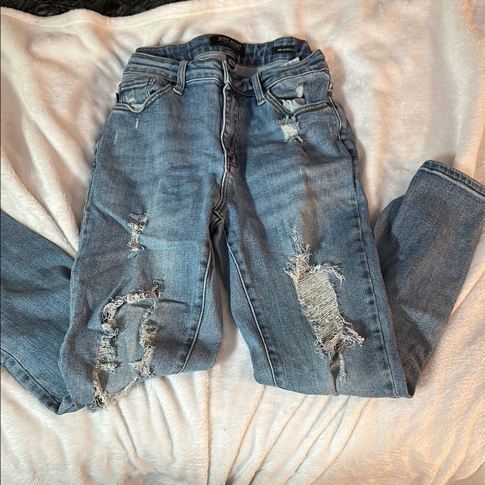 Distressed Blue Jeans